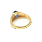 Sapphire & Diamond Ring - Modern 18k Yellow Gold Natural Gemstones Split Shank Engagement - Estate Circa 2000's Era Size 4 1/4 Fine Jewelry