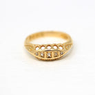 Antique Diamond Band - Edwardian 18k Yellow Gold Natural .05 CTW Five Stone Ring - Hallmark Date 1906 Chester England Fine Bridal Jewelry
