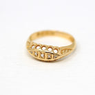 Antique Diamond Band - Edwardian 18k Yellow Gold Natural .05 CTW Five Stone Ring - Hallmark Date 1906 Chester England Fine Bridal Jewelry