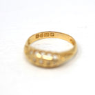 Antique Diamond Band - Edwardian 18k Yellow Gold Natural .05 CTW Five Stone Ring - Hallmark Date 1906 Chester England Fine Bridal Jewelry