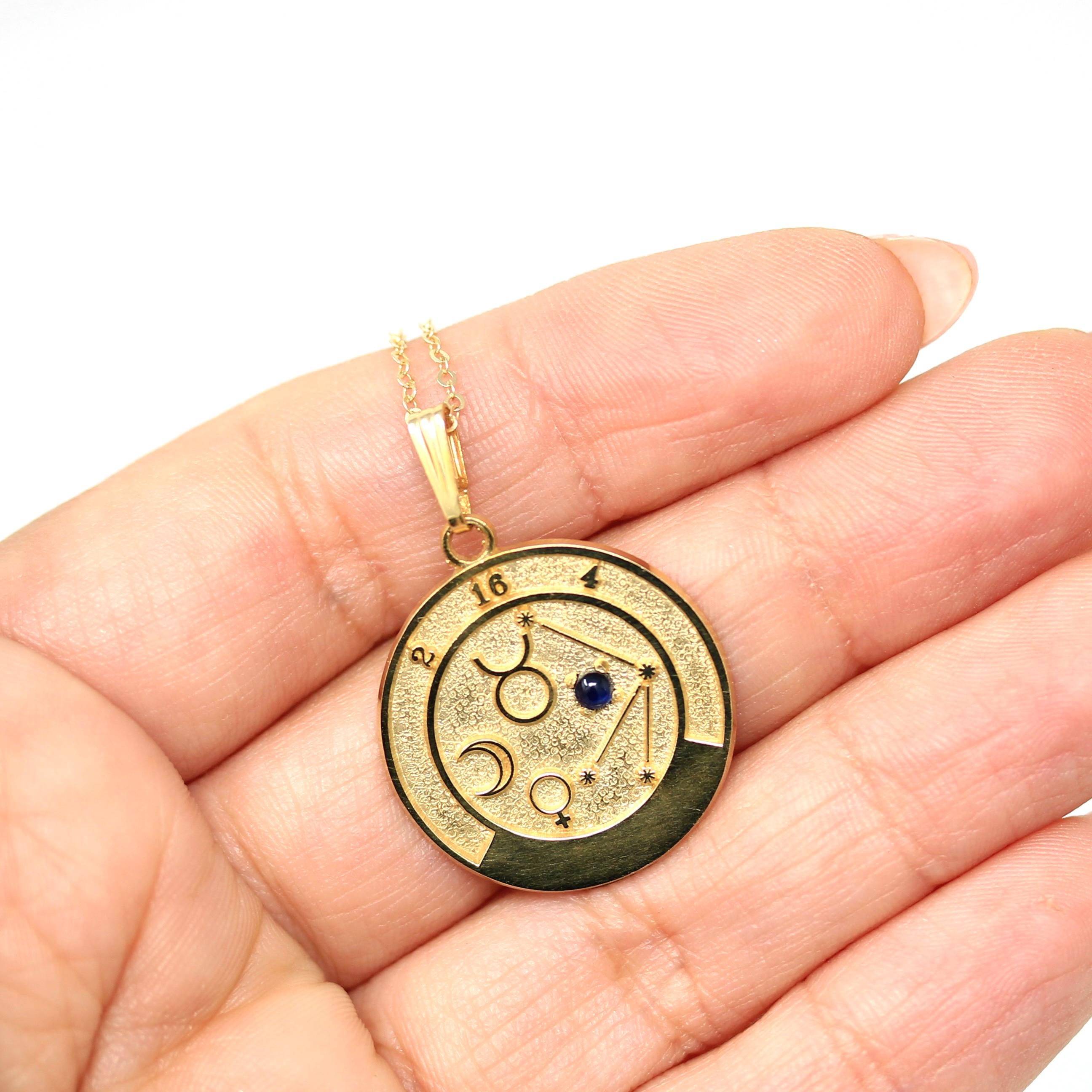 Vintage Taurus Pendant - Retro 14k Yellow Gold Astrological Zodiac Gemstone Talisman Charm - Circa 50s Roberts & Belk Fine Symbolic Jewelry