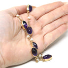 Antique Amethyst Necklace - Vintage 9k Yellow Gold Purple Gem Cultured Pearl Necklace - Edwardian 1910s February June Birthstones Jewelry