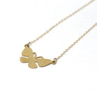 Modern Butterfly Necklace - Estate 14k Yellow Gold Figural Winged Insect Pendant Necklace - Circa 2000's Era Statement Bug Fine Jewelry