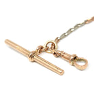 Pocket Watch Chain - Antique 9ct Rose White Two Tone Gold T Bar Swivel Clip Choker Necklace - Circa 1920s Era Fashion Accessory Fine Jewelry