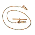 Pocket Watch Chain - Antique 9ct Rose White Two Tone Gold T Bar Swivel Clip Choker Necklace - Circa 1920s Era Fashion Accessory Fine Jewelry