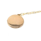 Vintage Photo Locket - Retro Era 9k Yellow Gold Round Keepsake Pendant Necklace - Circa 1940s Original Photographs Fine English Jewelry