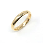 Vintage Wedding Band - Modern Estate Era 14k Yellow Gold Plain Circa 1988 Ring - Size 9 Signed Art Carved J.R. Wood Bridal Fine 80s Jewelry