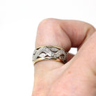 Vintage Pierced Band - Mid Century Era 14k Yellow & White Gold Open Metal Cigar Style Ring - Circa 1950s Size 5 1/2 Two Tone Unisex Jewelry