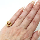 Diamond Flower Ring - Retro 14k Yellow Gold Rose Floral Natural Gemstone - Vintage Circa 1970s Era Size 2 3/4 April Birthstone Fine Jewelry
