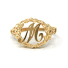 Letter "M" Ring - Estate 14k Yellow Gold Single Initial Twisted Rope Design - Vintage Circa 1990s Era Size 5 3/4 Statement 90s Fine Jewelry
