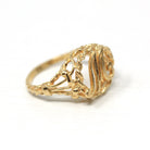 Letter "M" Ring - Estate 14k Yellow Gold Single Initial Twisted Rope Design - Vintage Circa 1990s Era Size 5 3/4 Statement 90s Fine Jewelry