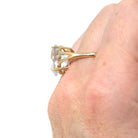 Aquamarine & Diamond Ring - Modern 10k Yellow Gold Oval Faceted 2.40 CT Blue Gem - Estate Circa 2000's Era Size 8 1/2 Statement Fine Jewelry