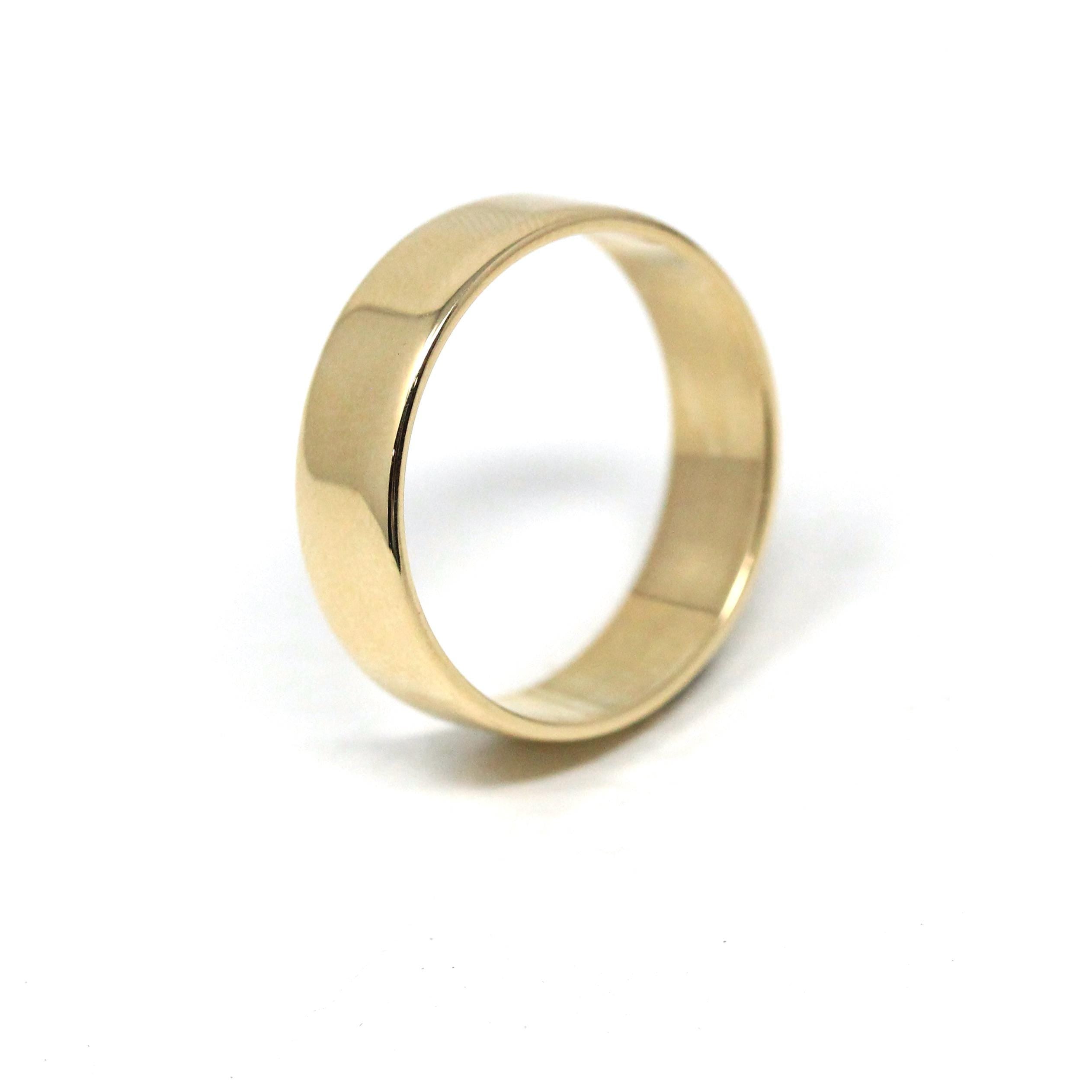 Wide Cigar Band - Vintage 9k Yellow Gold London England UK - Circa 1970s Era Size 8 3/4 English Hallmarks 1979 Fine Minimalist 70s Jewelry