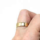 Wide Cigar Band - Vintage 9k Yellow Gold London England UK - Circa 1970s Era Size 8 3/4 English Hallmarks 1979 Fine Minimalist 70s Jewelry