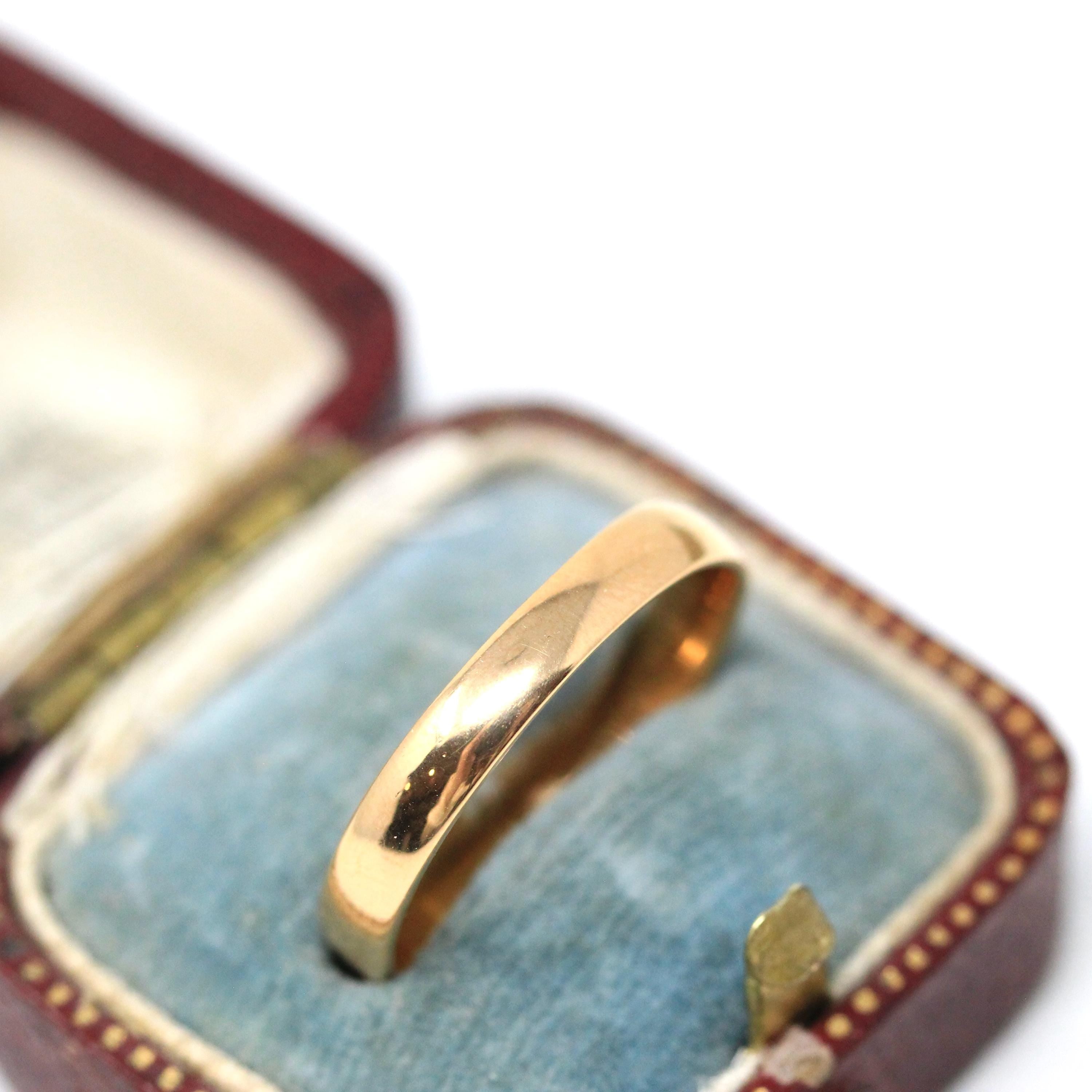 Edwardian Era Ring - Antique 22k Yellow Gold Birmingham England UK Band - Dated 1909 Size 8 1/2 English Hallmarks Fine Minimalist Jewelry