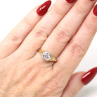 Art Deco Diamond Ring - Vintage 18k & Platinum Two Tone Natural Old European Cut Gem - Circa 1930s Size 6 Engagement Fine Filigree Jewelry