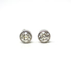 Antique Diamond Earrings - Custom 14k White Gold 2.03 CTW M Color VS2 Clarity Natural Old European Cuts - Bezel Stud Fine Diamond Jewelry