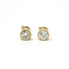 Antique Diamond Earrings - Custom 14k Yellow Gold 1.18 CTW L Color VS1 Clarity Natural Old European Cuts - Bezel Stud Fine Diamond Jewelry