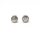 Antique Diamond Earrings - Custom 14k White Gold 1.54 CTW K/L Color VS1/VS2 Clarity Natural Old European Cuts - Bezel Stud Fine Gem Jewelry