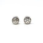 Antique Diamond Earrings - Custom 14k White Gold 1.54 CTW K/L Color VS1/VS2 Clarity Natural Old European Cuts - Bezel Stud Fine Gem Jewelry