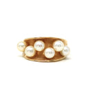 Retro Cultured Pearl Ring - Vintage 14k Yellow Gold Genuine Gemstones - Circa 1970s Era Size 6 3/4 June Birthstone Fine Statement Jewelry