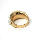 Retro Cultured Pearl Ring - Vintage 14k Yellow Gold Genuine Gemstones - Circa 1970s Era Size 6 3/4 June Birthstone Fine Statement Jewelry