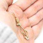 Modern Cat Pendant - Estate 10k Yellow Gold Natural Diamond Studded Charm Necklace - Circa 2000s Animal Feline Kitty Feminine Fine Jewelry