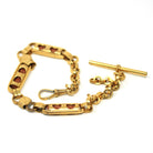 Antique Pocket Watch Chain - Gold Filled Rollo Chain T Bar Dog Clip Clasp - Victorian Circa 1890s Unisex Goldstone Fancy Link Fine Jewelry