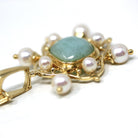 Jade Enhancer Pendant - Vintage 14k Yellow Gold Cultured Pearl Necklace - Modern Estate 2000s Y2K Fine Jadeite Statement Gemstone Jewelry