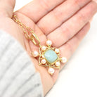 Jade Enhancer Pendant - Vintage 14k Yellow Gold Cultured Pearl Necklace - Modern Estate 2000s Y2K Fine Jadeite Statement Gemstone Jewelry