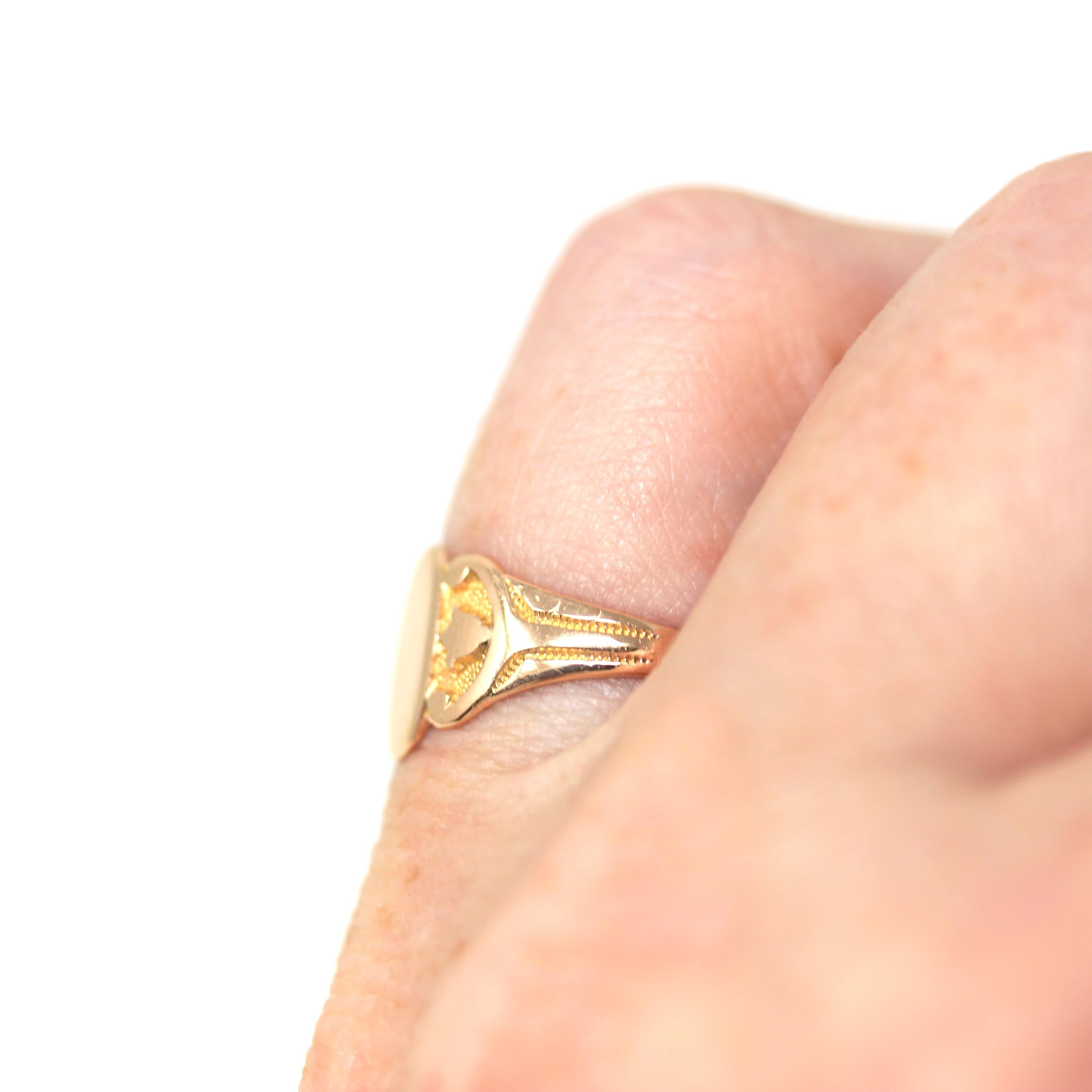 Blank Signet Ring - Edwardian 10k Rose Gold Engrave Monogram Letters Initials Band - Antique Circa 1910s Era Size 5 1/2 Ostby Barton Jewelry