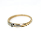 Vintage Wedding Band - Mid Century 14k Yellow & 18k White Gold Genuine Diamond Ring - Dated 1941 Size 5 1/2 Two Tone Fine Bridal 40s Jewelry