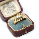 Estate Croissant Ring - Vintage 14k Yellow Gold Classic Polished Twisted Dome Style - Modern 1990s Size 6 1/2 Shrimp Unisex Fine 90s Jewelry