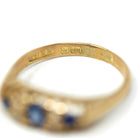 Sapphire & Diamond Band - Edwardian 18k Yellow Gold Natural Blue Gems Wedding Ring - Antique Vintage 1910s London Size 8 1/4 Fine Jewelry