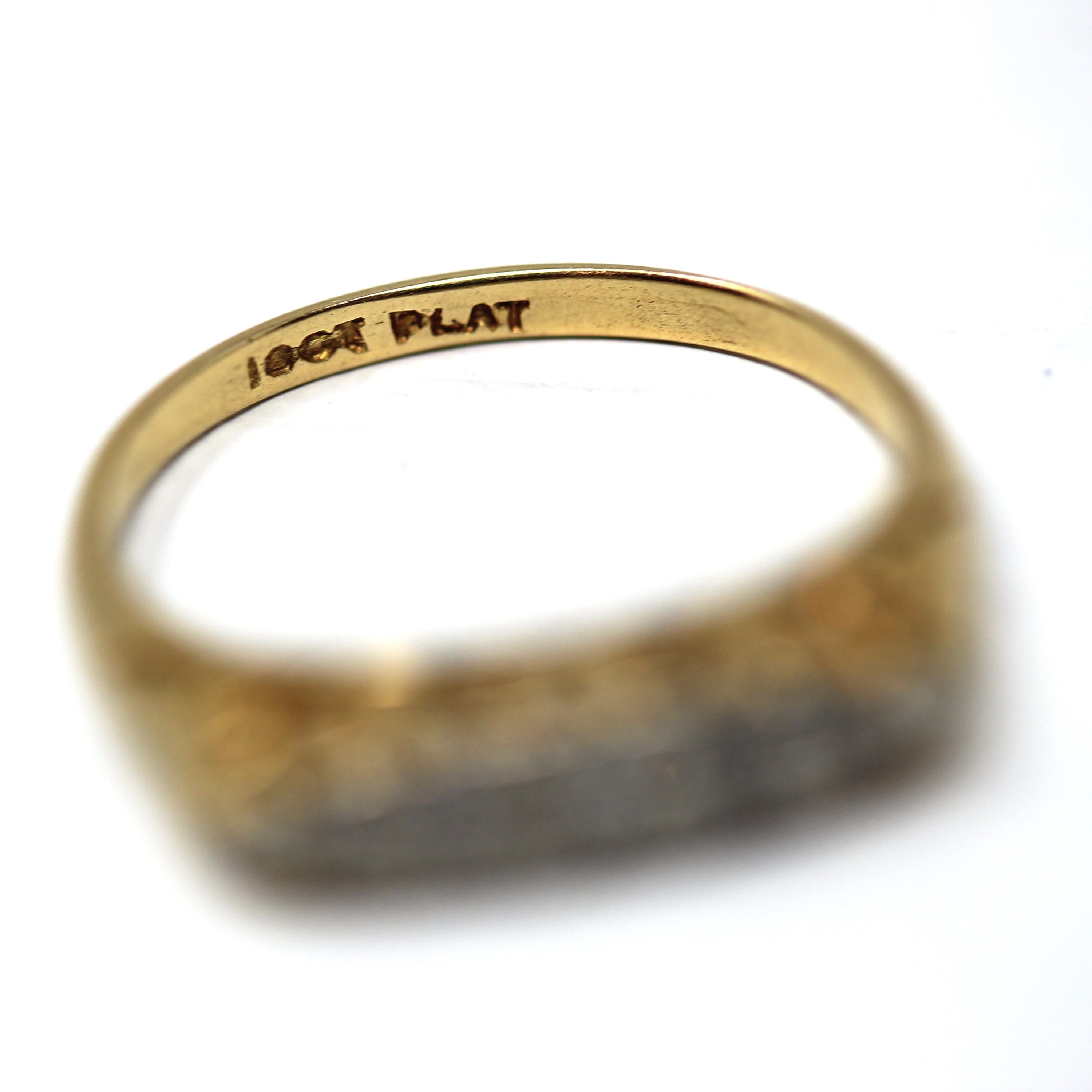 Antique Diamond Band - Edwardian 18k Yellow Gold & Platinum Genuine Natural Gemstones - Vintage 1910s Five Stone Ring Size 6 Fine Jewelry