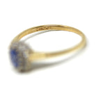 Sapphire & Diamond Halo Ring - Estate 9k Yellow White Gold Light Blue Gem Cluster - Modern Size 5 Petite Dainty Engagement Y2K Fine Jewelry