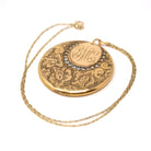 Antique Flower Locket - Edwardian Era Gold Filled Rhinestone Pendant Necklace - Circa 1910s Round Engraved Photograph Statement Fine Jewelry