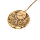 Antique Flower Locket - Edwardian Era Gold Filled Rhinestone Pendant Necklace - Circa 1910s Round Engraved Photograph Statement Fine Jewelry