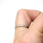 Vintage Wedding Band - Mid Century 14k White Gold Milgrain Plain Stacking Ring with Inscription - Dated 1954 Size 5 1/2 Fine Bridal Jewelry