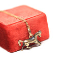 Vintage Horse Charm - Retro 9k Yellow Gold Dainty Equine Figural Pendant Necklace - 1960s Era Detailed Equestrian 60s Delicate Fine Jewelry