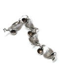 Vintage Leaf Bracelet - Retro Sterling Silver Berries Nature Inspired Panels Statement - Circa 1960s Era Fashion Accessory 60s Jewelry