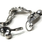 Vintage Leaf Bracelet - Retro Sterling Silver Berries Nature Inspired Panels Statement - Circa 1960s Era Fashion Accessory 60s Jewelry