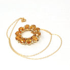 Citrine Wreath Pendant - Estate 14k Yellow White Two Tone Gold Natural Orange Gemstones - Circa 1980s Celestial Sun Brooch Necklace Jewelry