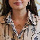 Citrine Wreath Pendant - Estate 14k Yellow White Two Tone Gold Natural Orange Gemstones - Circa 1980s Celestial Sun Brooch Necklace Jewelry