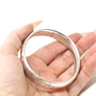 Vintage Bangle Bracelet - Retro Sterling Silver Engraved Nature Inspired Design Brushed Finish - Circa 1940s Era Statement Accessory Jewelry