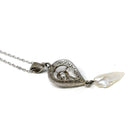 Antique Diamond Lavalier - Art Deco 14k White Gold Natural .06 CT Gemstone Pendant - Circa 1920s Era Art Deco Baroque Pearl Jewelry