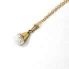 Floating Opal Charm - Retro 14k Gold Filled Flower Cap Natural Gemstone Sphere Orb Fob - Vintage 1940s Era Liquid Teardrop Pendant Jewelry