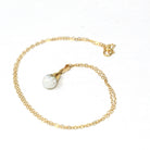 Floating Opal Charm - Retro 14k Gold Filled Flower Cap Natural Gemstone Sphere Orb Fob - Vintage 1940s Era Liquid Teardrop Pendant Jewelry