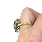 Rainbow Gemstone Ring - Modern 9k Yellow Gold Multi Color Gemstones - Hallmarked 2001 Size 8 1/4 Fine Floral Statement Birmingham Jewelry