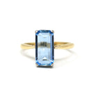 Estate Aquamarine Ring - Modern 18k Yellow & White Gold Elongated Emerald Cut 2.25 CT Natural Blue Gem - Circa 2000s Size 7 3/4 Fine Jewelry